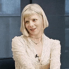 Aurora Asknes doing an interview.